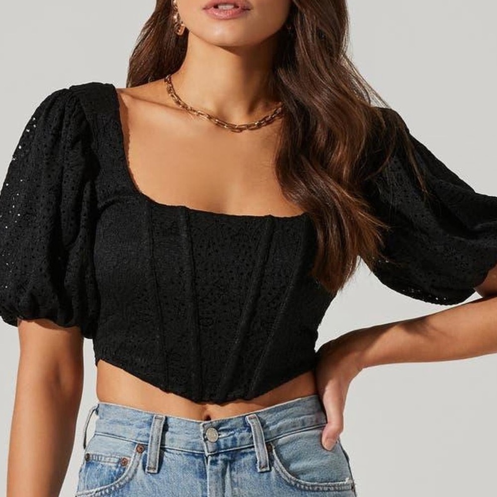 Elegant Black Puff Sleeve Top